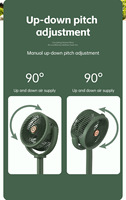 Ventilateur portable solaire rechargeable, double mode, utilisation sur table ou au sol, lumière LED nocturne, charge d'urgence, ventilateur de camping extérieur