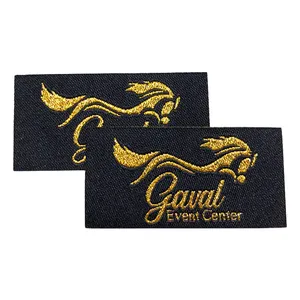 High Quality Custom Glitter Logo Clothes Label Tag Straight Cut Woven Tag for Garment