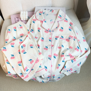 Pigiama da donna a due pezzi a maniche lunghe, comodo per il relax a casa e per <span class=keywords><strong>la</strong></span> <span class=keywords><strong>notte</strong></span> - Product Image 6