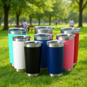 Bouteille d'eau isotherme en acier inoxydable 20 oz à double paroi avec couvercle à bouton-poussoir pour la randonnée et les activités de plein air, écologique - Product Image 2