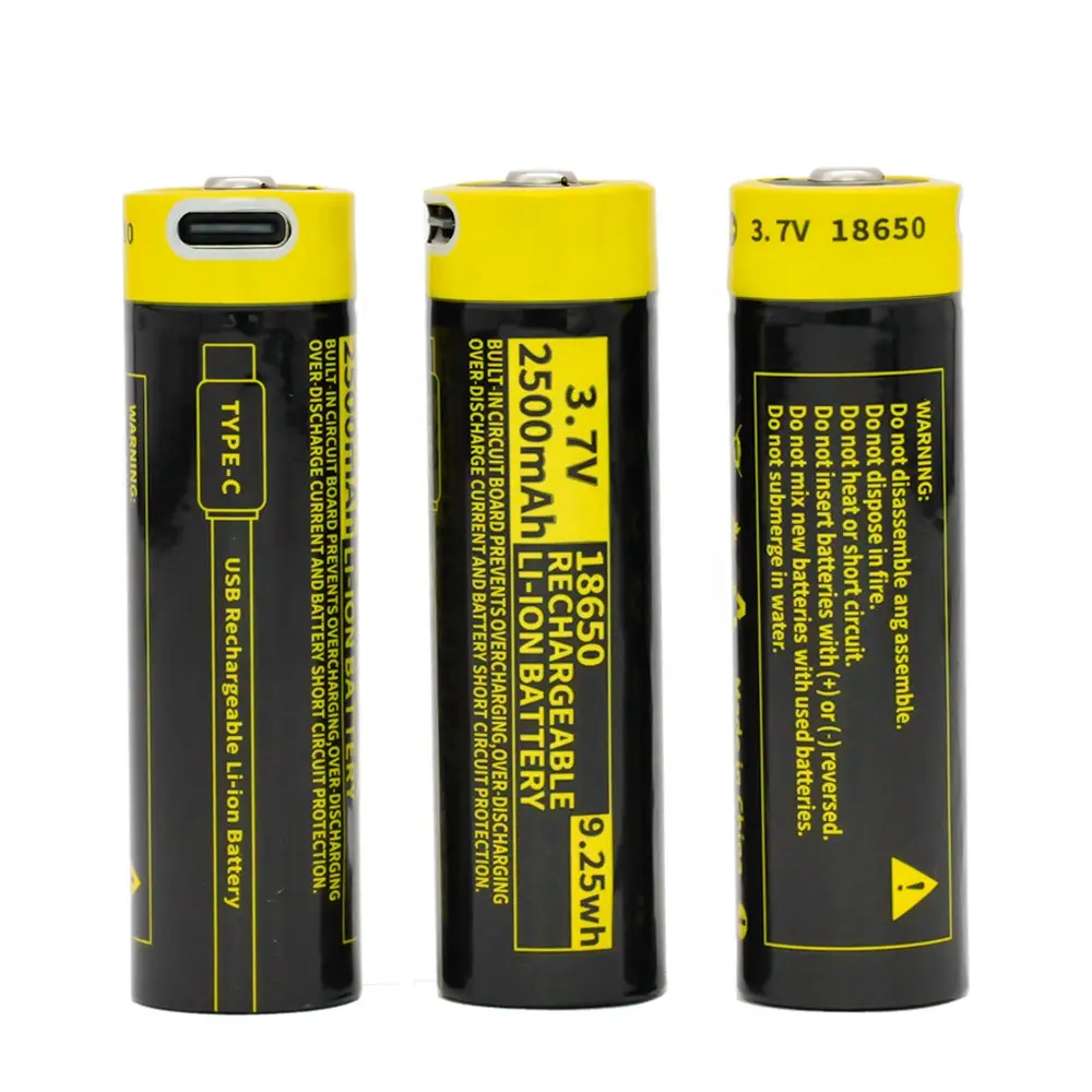 Produttori diretta batteria al litio portatile 3.7V 18650 2500mAh drone fotocamera USB batteria al litio ricaricabile