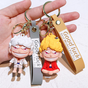 Porte-clés en silicone mignon de dessin animé One Piece <span class=keywords><strong>Luffy</strong></span>, pendentif de sac, pendentif de clé de voiture - Product Image 6