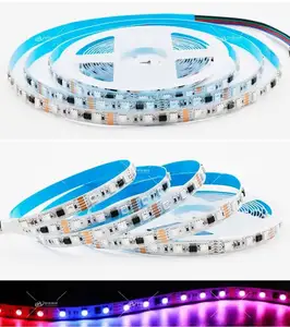 Lampu Strip LED piksel, 5m DC12V/24V standar DMX512(TM512AC IC) 5050 RGB 60LED/m PCB Digital putih IP30/IP65/IP67/IP68