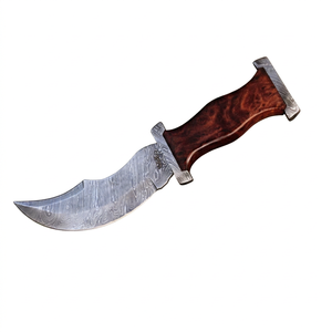Handcrafted Patterned Steel Curved-Profile Utility <b>Craft</b> <b>Tool</b> Burl Wood Handle Executive Display Piece - Product Image 1