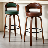 Chaise de bar pivotante en bois, style nordique, en cuir, haute, dorée, moderne, de luxe, pour cuisine, tabourets de bar, meubles de bar pour table de bar
