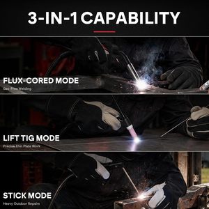 Machine à souder Yeswelder Flux-135Pro 135A MIG 110V sans gaz, fil fourré, TIG 3 en 1 avec affichage numérique - Product Image 2