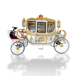 Calèche de mariage électrique rouge économique et pratique OEM, calèche royale de luxe, calèche victorienne à chevaux à 4 roues - Product Image 1