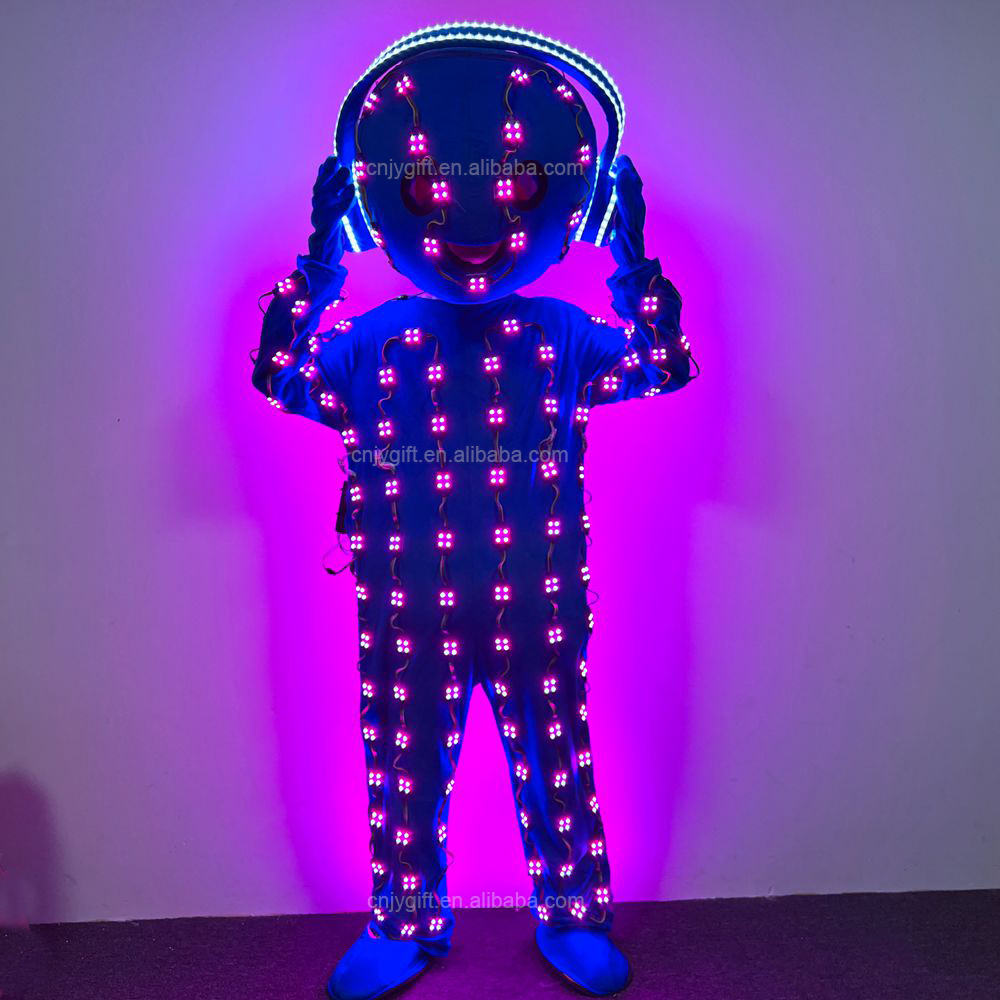 Ночной клуб Карнавальная вечеринка Одежда Светодиодный костюм робота RGB Изменение цвета Светодиодная одежда Костюм робота
