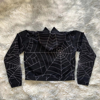 DENIMGUYS personnalisé toile d'araignée broderie sweats à capuche hommes Hip Hop veste manteaux automne hiver décontracté ample détachable à capuche à capuche