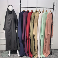 Vêtements et Accessoires Musulmans Traditionnels Modestes Khimar Hijab Abaya Robe de Prière Musulmane Couleur Unie Jilbab Abaya