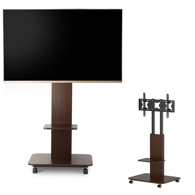 Popular Wooden Designs Floor Standing TV Trolley Movable Rolling TV Cart With Wheel Mobile TV Brackets for 32'' to 65'' Screens