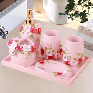 <span class=keywords><strong>Set</strong></span> di 5 <span class=keywords><strong>Accessori</strong></span> per il <span class=keywords><strong>Bagno</strong></span> in Resina <span class=keywords><strong>Verde</strong></span> - Product Image 6