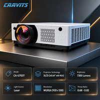 Proyektor CAAVITS 7300 Ansi Lumens WUXGA 3LCD Laser Proyektor Short Throw untuk Proyektor Pameran Taman Hiburan