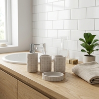 Ensemble d'accessoires de salle de bain 6 pièces en ciment, tressé, de luxe moderne, écologique et facile à nettoyer, pour la maison et l'hôtel