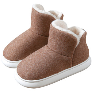 Chaussures d'hiver en coton pour femmes semelle épaisse pantoufles de maison antidérapantes; bottes en coton pour hommes pour le bureau usage domestique chaud pour les deux Couples - Product Image 5