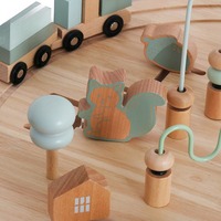 Table d'activités carrée en bois Montessori moderne pour tout-petits - Centre de jeu multisensoriel Blocs Trains Non toxique Durable