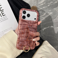 Étui de luxe pour iPhone 17 Pro Max avec porte-cartes et bracelet, motif crocodile, en cuir haut de gamme 18