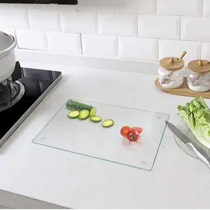 Frosted Tempered Glass Cutting Board Scratch Heat Shatter Resistant Dishwasher Safe Frosted 16x14"