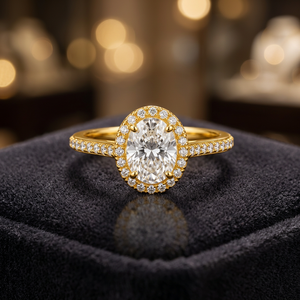 Anillo de Compromiso Gourik Clásico de Lujo, con Moissanita Ovalada, Chapado en Oro, Sin Níquel, con Engaste Pavé, para Mujer, Abril - Product Image 2