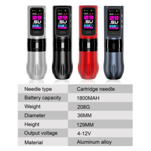 Machine à tatouer <span class=keywords><strong>sans</strong></span> <span class=keywords><strong>fil</strong></span> Mode point 3.5mm Course réglable Profondeur de l'aiguille 1800mAh Batterie <span class=keywords><strong>Cartouche</strong></span> Stylo à tatouer Machine Gun - Product Image 2