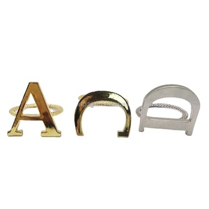 Bộ nhẫn Khăn ăn hợp kim kẽm-vàng và bạc, chữ 'A' & hình móng ngựa, trang trí bàn - Product Image 3