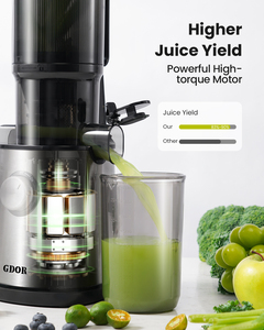 Extractor de Jugos GDOR de Alto Rendimiento y Ahorro de Espacio, Exprimidor Lento de Presión en Frío de 4.3 Pulgadas, Máquina para Hacer Smoothies - Product Image 4