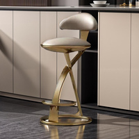 Chaise de bar italienne simple en cuir, tabouret haut moderne de luxe pour cuisine, hôtel, restaurant, salle de sport, villas