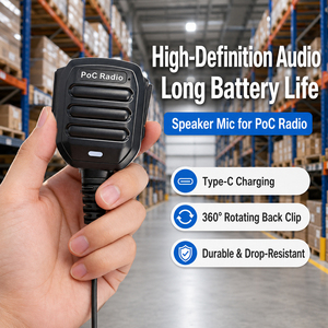 Micrófono de Altavoz POC Tipo C con Doble PTT, Micrófono Walkie Talkie 4G, Micrófono de Hombro Impermeable, Micrófono de Mano para Radio Bidireccional - Product Image 1