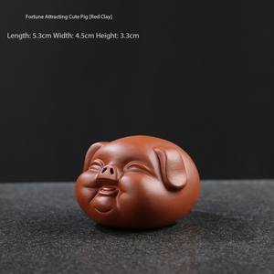 Squisito ornamento di tè di maiale di argilla viola per animali domestici adorabile piccolo maiale fortunato - Product Image 6