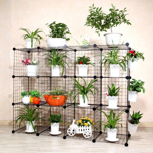 Organisateur de placard à trois niveaux, bacs de rangement empilables, grilles modulaires <span class=keywords><strong>DIY</strong></span>, étagères de rangement en fil métallique en forme de cube - Product Image 5