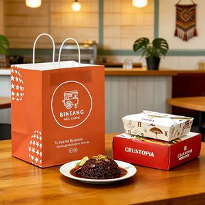 Sac en papier pour la nourriture à emporter, cuisine indonésienne, personnalisé avec logo, écologique, recyclable, biodégradable, jetable - Product Image 4