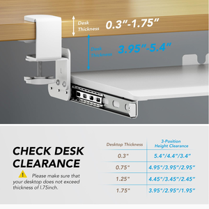 Keyboard Tray Under Desk Pull Out with Extra Sturdy <b>C</b> <b>Clamp</b> Mount System - Product Image 2