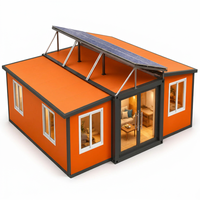 Maison conteneur extensible à double aile, villa pliable, maison préfabriquée portable, toit solaire, porte panoramique en verre
