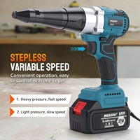 Pistolet à rivets sans fil MARS, sans balais, portable, automatique, kit de rivetage électrique 2248lbf, rivets de 1/8\", 5/32\", 3/16\", avec 2 batteries 5.0Ah 21V