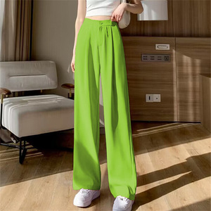 Pantaloni Casual da donna per pendolari abito a vita alta drappeggiato con stile <span class=keywords><strong>Cargo</strong></span> dritti larghi di colore nero - Product Image 3