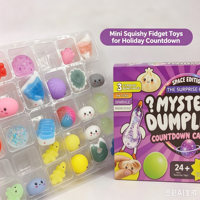 Calendrier de l'Avent Mystery Dumpling Édition Spatiale 24 Mini Jouets Squishy Anti-stress en TPR pour Garçons, Filles et Tous Âges
