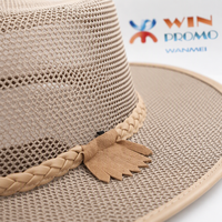 Chapeau de cowboy respirant pour hommes et femmes, chapeau de paille à large bord pour la protection solaire, chapeau d'été pour le safari en plein air, chapeau de plage, logo personnalisé, protection UV