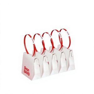 Sac d'emballage alimentaire en papier personnalisé Bean BANG avec poignée en ruban rouge et logo imprimé offset - Product Image 1