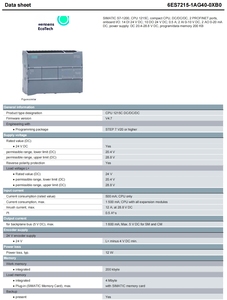 PLC Siemens SIMATIC S7-1200 CPU 1215C 6ES7215-1AG40-0XB0 con 2 Salidas Analógicas DC/DC/DC, Alimentación Ethernet/ProfiNet para PLC - Product Image 4