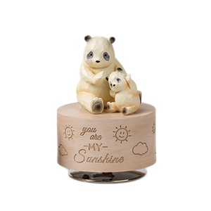 Kreative Mini-Panda-Spieluhr Umweltfreundlich 24 <span class=keywords><strong>Lieder</strong></span> Luxuriöses Rundes Desktop-Ornament 30s Handkurbel-Harzspieluhr Kindergeburtstagsgeschenk - Product Image 2