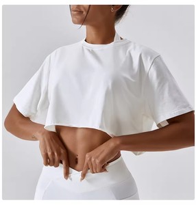 Haute qualité décontracté Yoga femmes <span class=keywords><strong>sport</strong></span> hauts courts coton t-shirts col rond lâche <span class=keywords><strong>respirant</strong></span> T-Shirts - Product Image 1