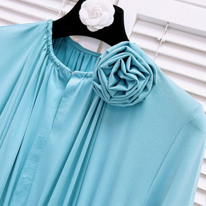 2024 European and American Nanyou goods elegant <strong>draping</strong> rose flower three-dimensional decoration sexy slit double breasted long