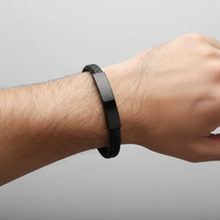 Bracelet en cuir véritable tressé noir gravable en acier inoxydable fait main de haute qualité pour homme – Bijou de mode