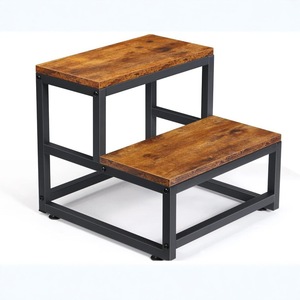 Tabouret à double niveau pour enfants, en bois et en fer, hauteur 35.5cm, durable pour usage domestique, tabouret bas de style nordique - Product Image 2