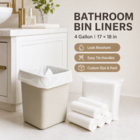 Sacs poubelles de salle de bain biodégradables, grand format, haute résistance, conformes ASTM D6866, option de fixation facile, fabrication sur mesure, OEM, ODM, emballage personnalisé