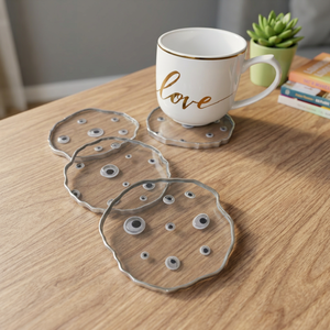 Premium Quality Customized Logo Print Bone Inlay Classic Design 5mm Coasters Stocked Wholesale Hotel Promotional Mats Pads BS - Product Image 1