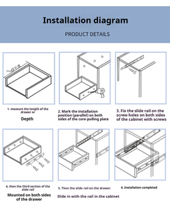 Nhiệm vụ nặng nề trượt đường sắt 53 rộng thủy lực 10-26 inch Thêm tải lớn mang giường dưới ngăn kéo tủ quần áo trượt đường sắt - Product Image 4