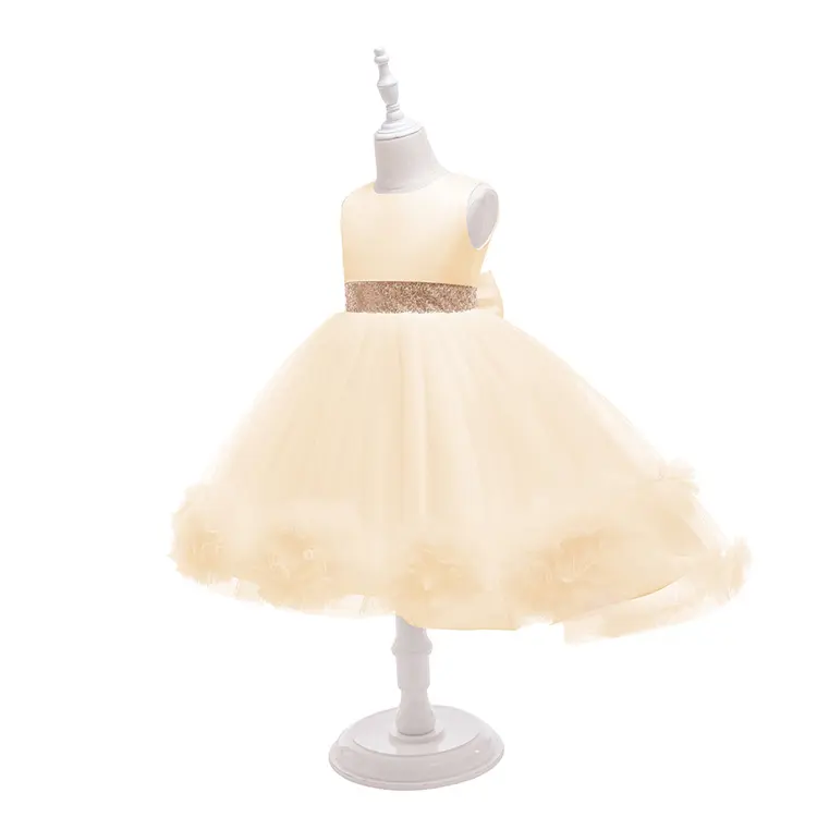 lace embroidery formal sleeveless wedding gown tutu princess flower girl party dress