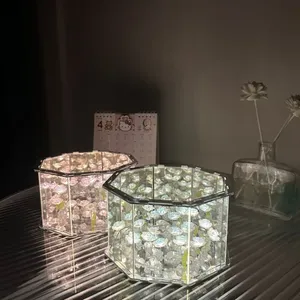 DIY Cubo LED Luz Nocturna Creativa ABS Tulipán Rosa Marco de Fotos Hecho a Mano Regalo de Cumpleaños con Nube Atmósfera Lámparas de Mesa - Product Image 4