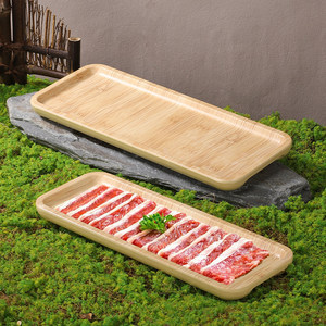 Assiette imitation bois Chaoshan pour fondue au bœuf avec poignée, assiette pour pâte de crevettes, boîte à viande pour sukiyaki et barbecue imitation bois - Product Image 2
